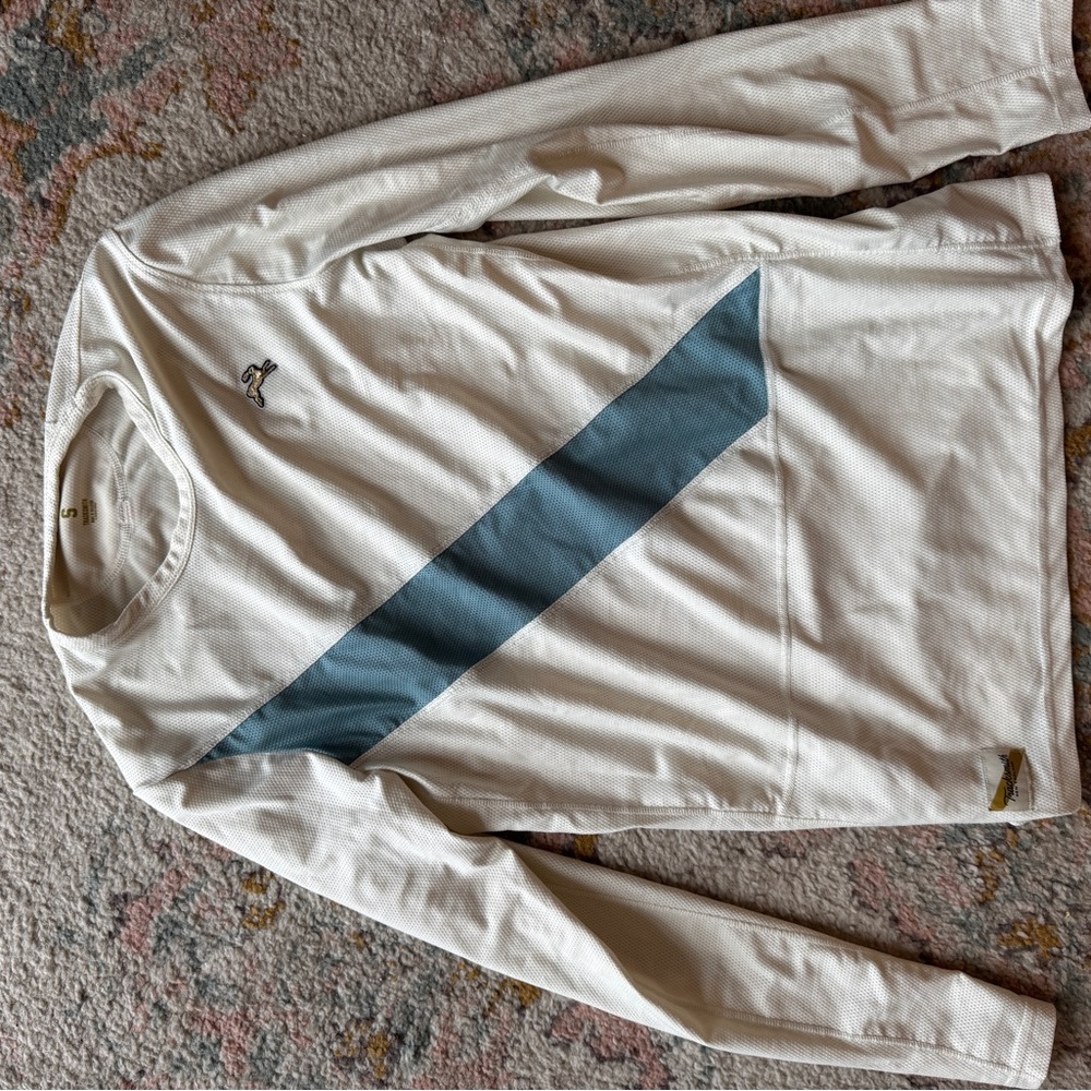 Men's White and Blue Shirt